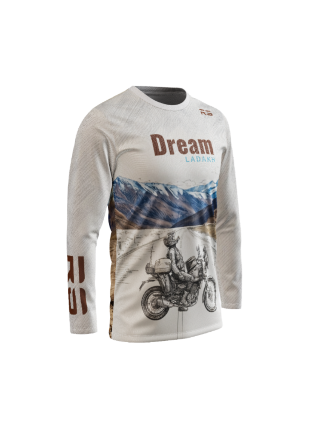 Long-sleeve shirt with motorcycle graphic and 'Dream' branding on a white background