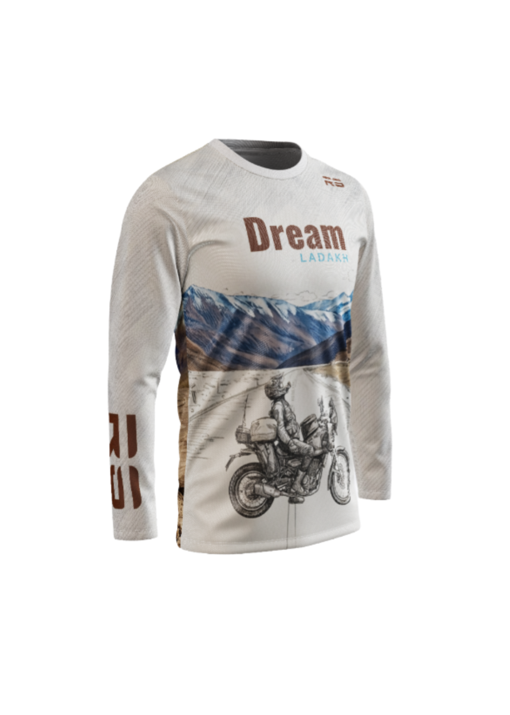 Long-sleeve shirt with motorcycle graphic and 'Dream' branding on a white background