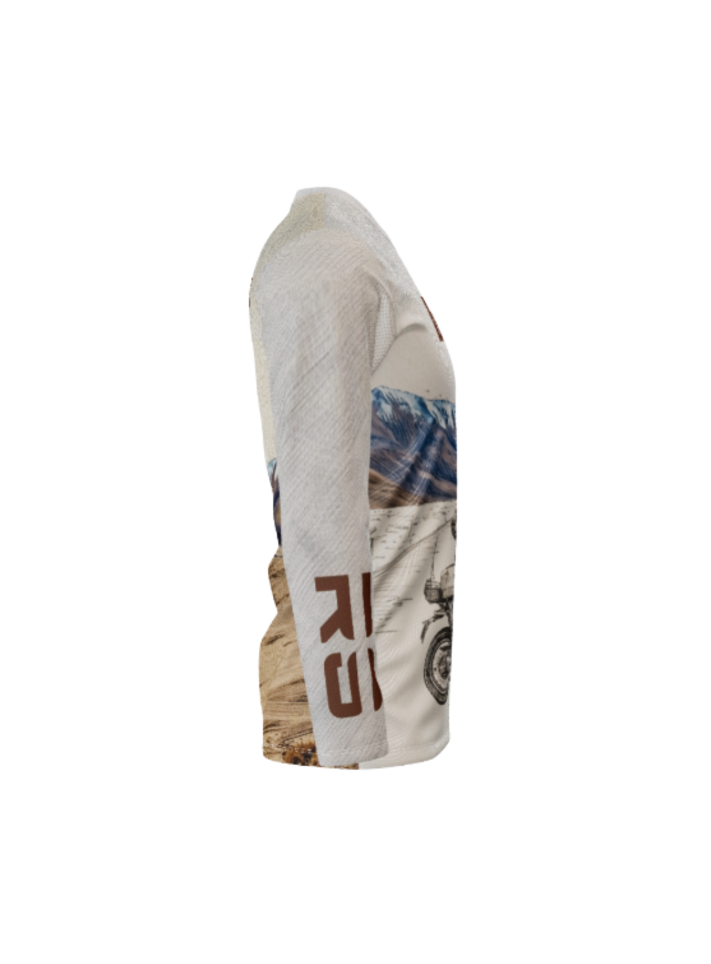 Close-up of a sleeve with a patterned design on a white background